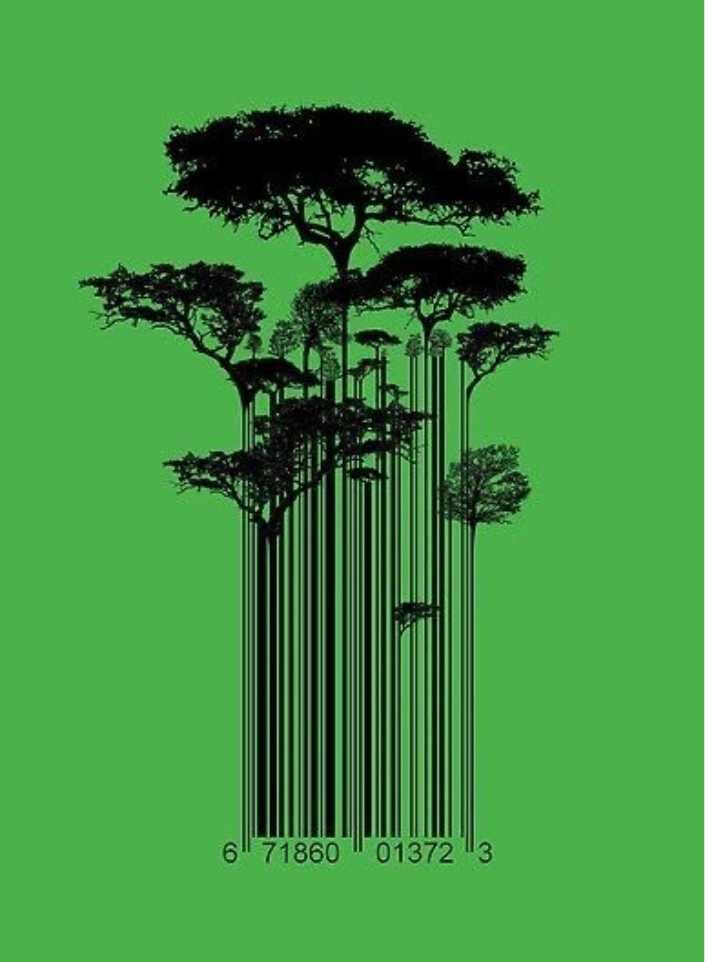 Trees turning into barcode lines